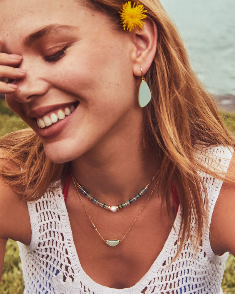 Margot Gold Pendant Necklace in Matte Iridescent Mint image number 1